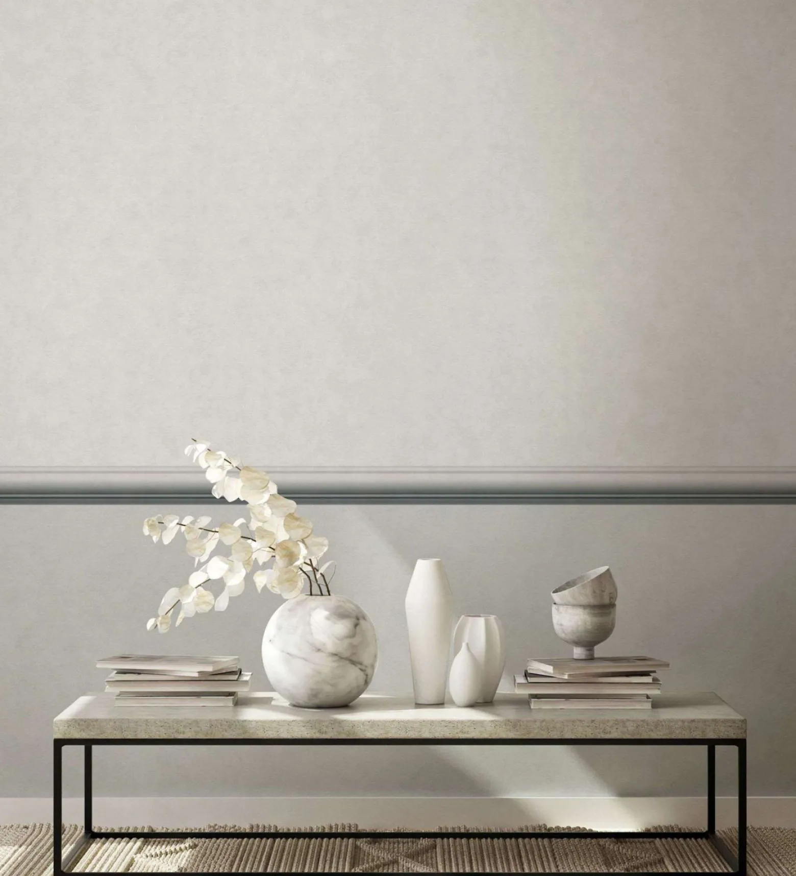 Bordüre 3D Effekt Stuckelement Grau Creme 34456