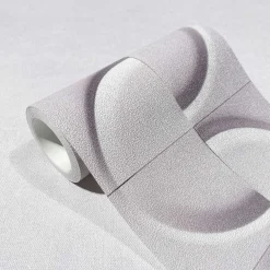 Bordüre Fliesen 3D Effekt Kreise Grau Rosa 34468