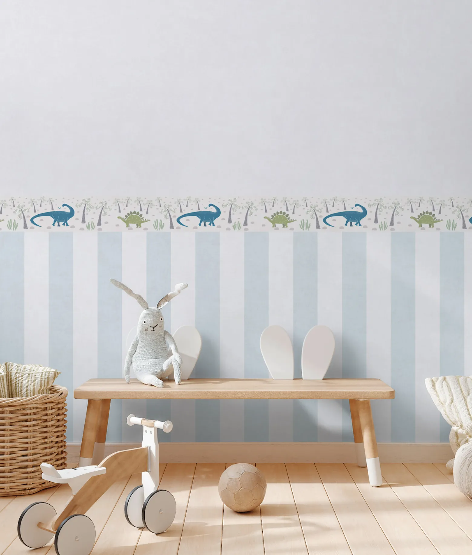 Bordüre Vlies Kinder Dinosaurier Wald Creme Grün 77141-1