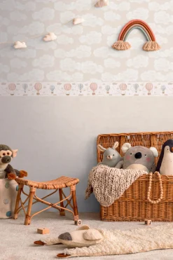 Bordüre Vlies Kinder Himmel Ballons Creme Rosa 77135-1