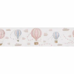 Bordüre Vlies Kinder Himmel Ballons Creme Rosa 77135-1