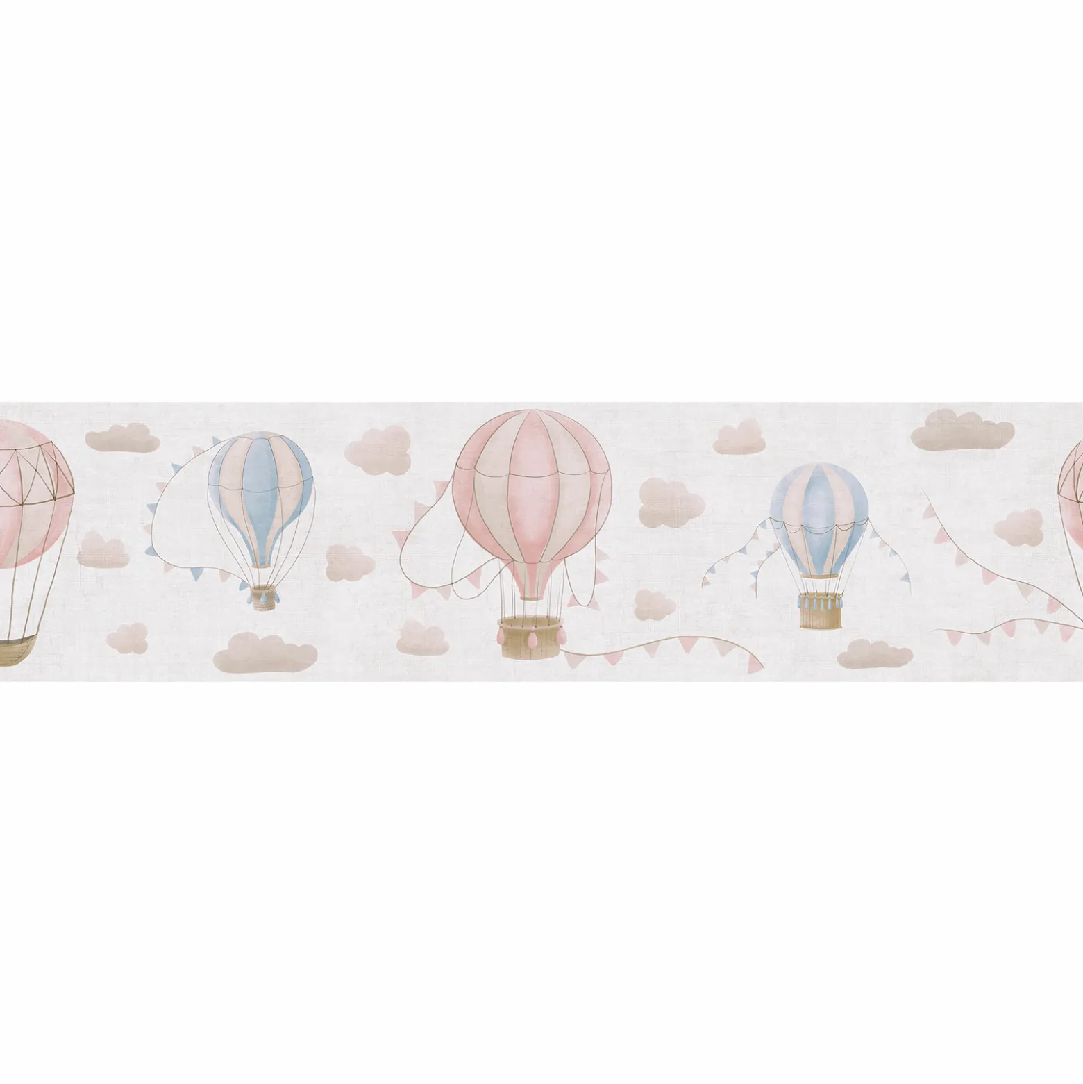 Bordüre Vlies Kinder Himmel Ballons Creme Rosa 77135-1