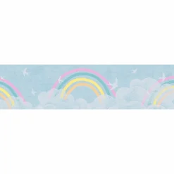 Bordüre Vlies Kinder Wolken Regenbogen Blau Bunt 77145-1