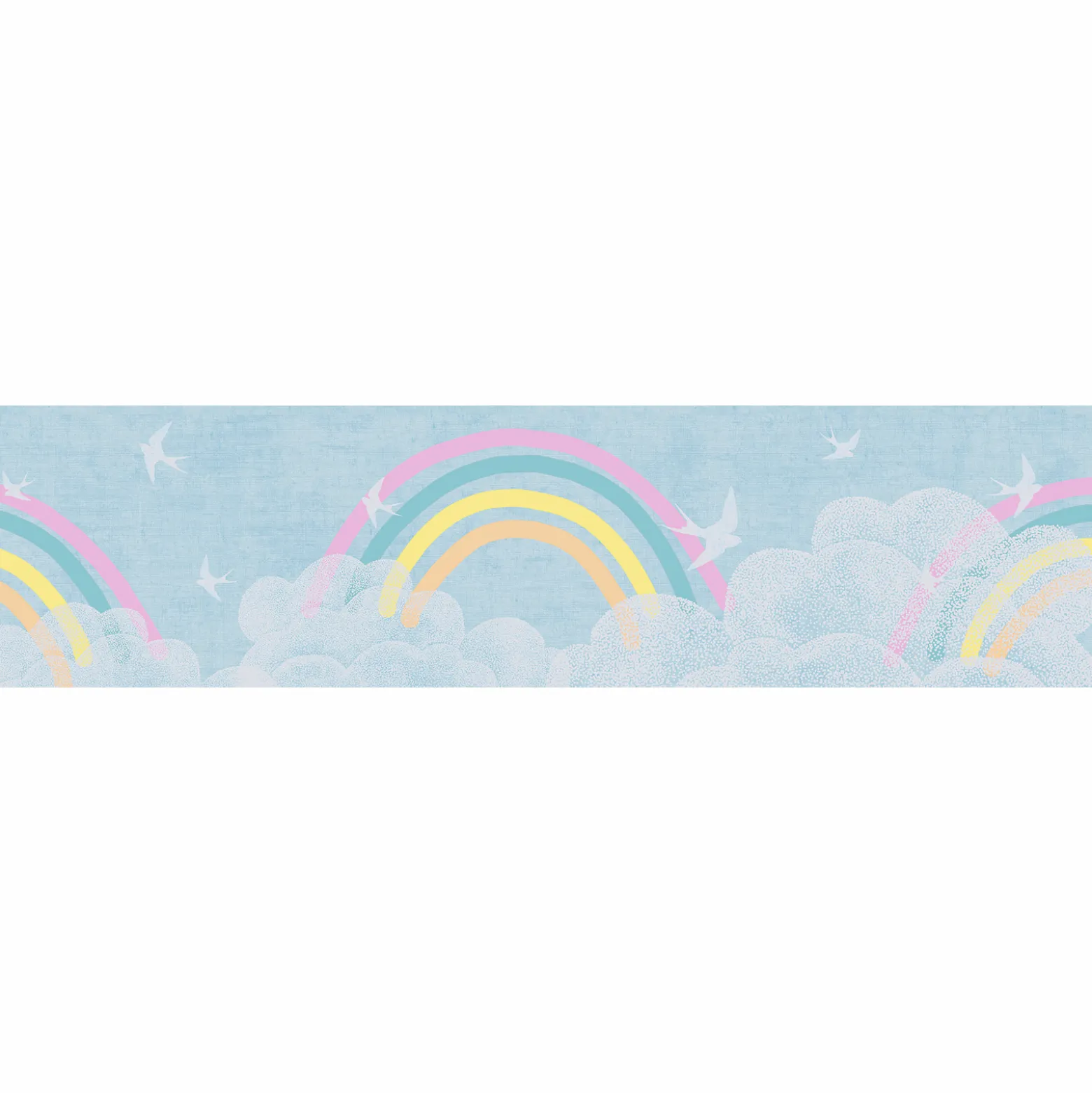 Bordüre Vlies Kinder Wolken Regenbogen Blau Bunt 77145-1