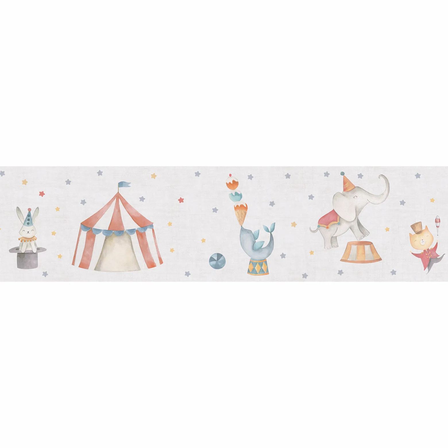 Bordüre Vlies Kinder Zirkus Tiere Creme Bunt 77149-1
