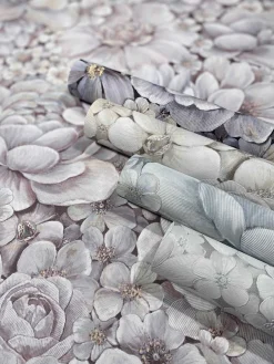 Botanica Vliestapete Blumen Beige Grau 33951