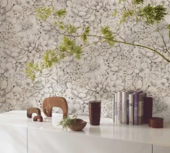 Botanica Vliestapete Blumen Beige Grau 33951