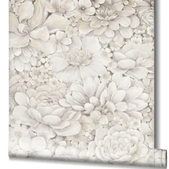 Botanica Vliestapete Blumen Beige Grau 33951
