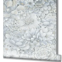 Botanica Vliestapete Blumen Blau Grau 33953