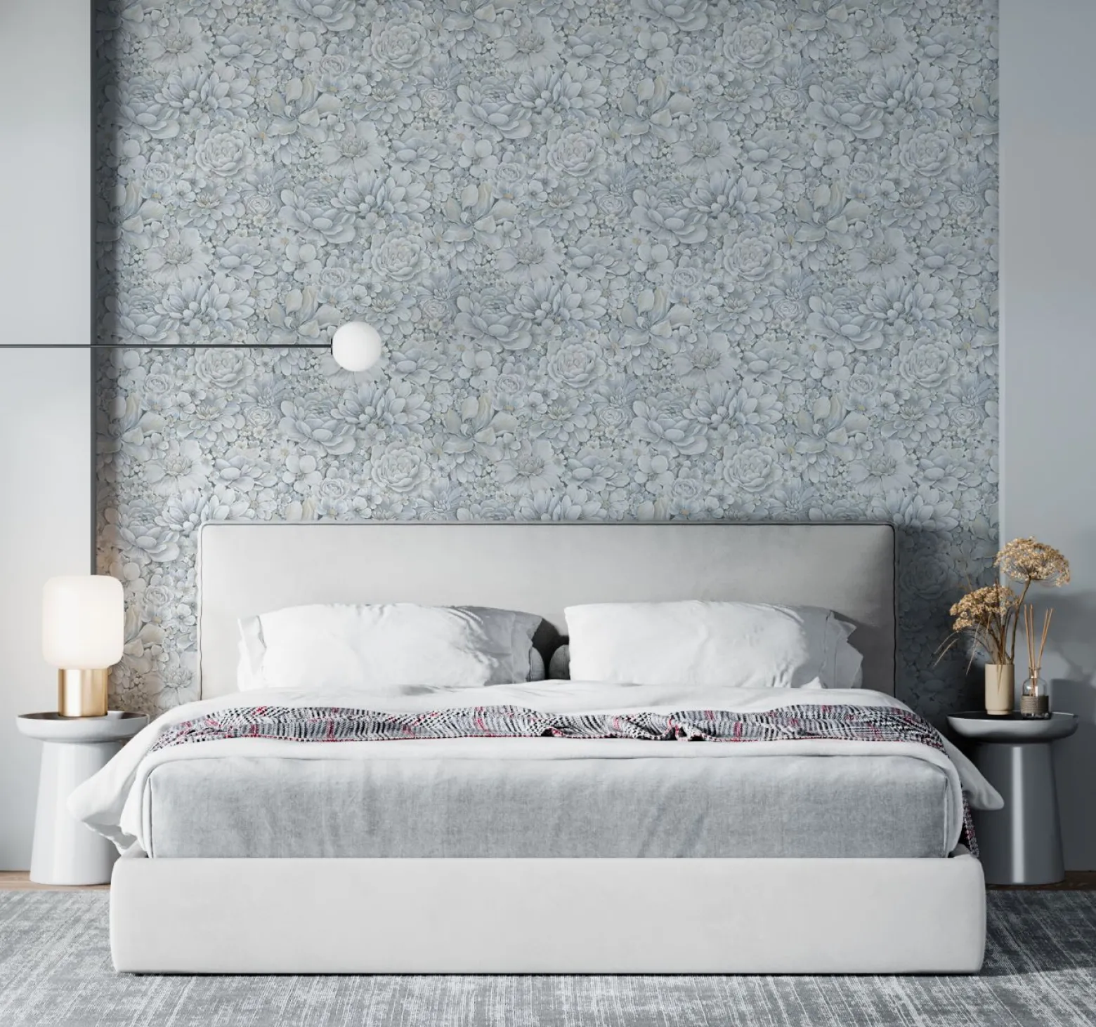 Botanica Vliestapete Blumen Blau Grau 33953