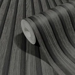 Botanica Vliestapete Holz Paneele Schwarz 33961
