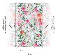 Digitaldruck Blumen Muster Blau Rot Grün 39195-1