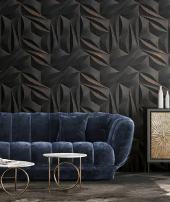 Digitaldruck 3D-Effekt Schwarz Gold Metallic 39179-1