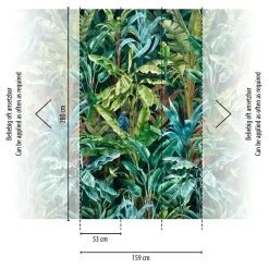 Digitaldruck Dschungel Vögel Palmen Grün Blau 39186-1