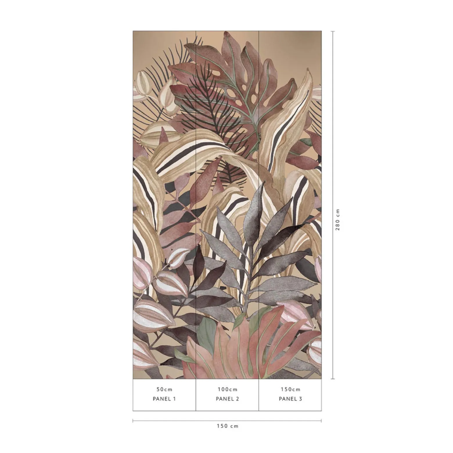 Digitaldruck Elle Blätter Tropen Floral Braun Rot 2270-20