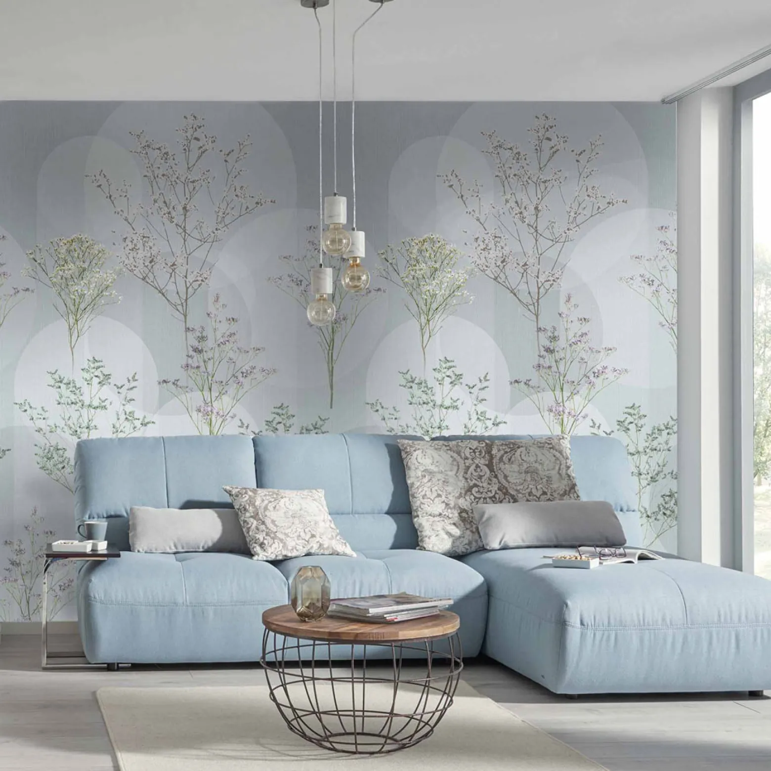 Digitaldruck Elle Grafik Floral Blumen Blau 2268-30