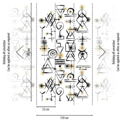 Digitaldruck Ethno Muster Symbole Weiß Schwarz 39198-1