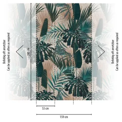 Digitaldruck Farne Blätter Dschungel Grün Beige 39180-1