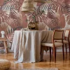 Digitaldruck Farne Blätter Dschungel Braun Beige 39180-2