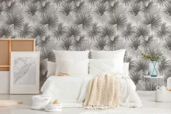 Digitaldruck Farne Floral Tropen Grau Beige 39184-2