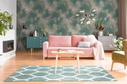 Digitaldruck Farne Tropen Dschungel Grün Rosa 39184-4