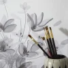 Digitaldruck Floral Blumen grau weiß beige 32750