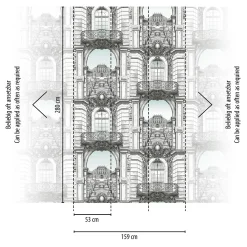 Digitaldruck Gebäude Fenster Weiß Schwarz 39311-1