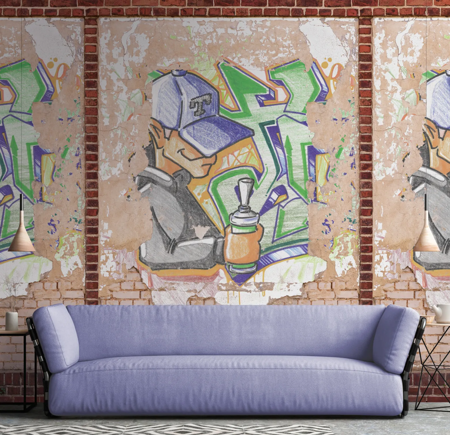 Digitaldruck Grafitti Stein Optik Braun Beige 39241-1