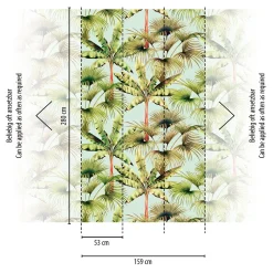 Digitaldruck Palmen Farne Exotik Blau Grün 39183-1