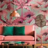 Digitaldruck Palmen Farne Exotik Blau Pink 39183-3