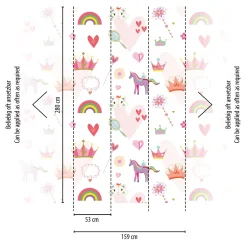 Digitaldruck Prinzessinen Einhörner Creme Rosa 39193-1
