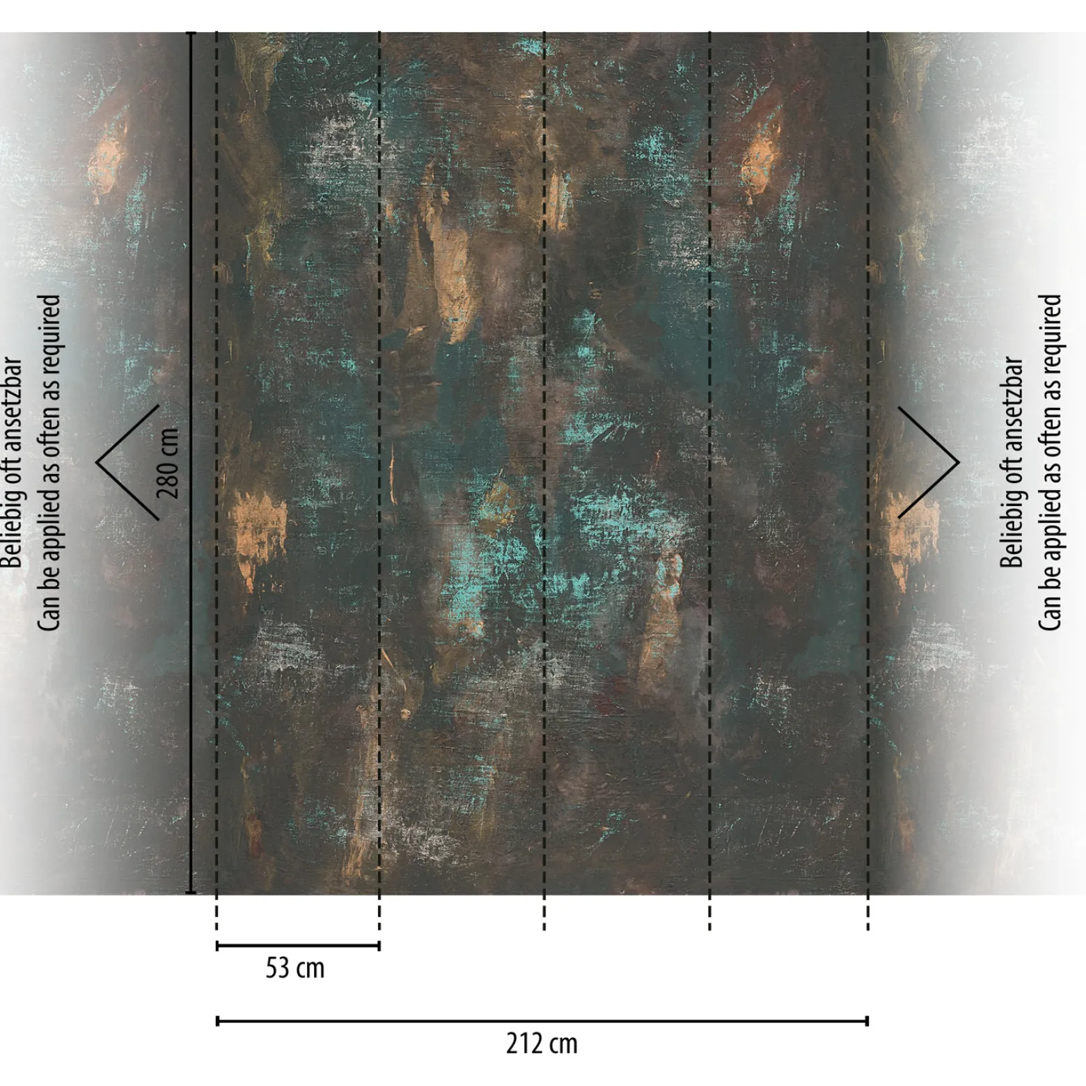 Digitaldruck Putz Optik Patina Schwarz Blau 39232-1