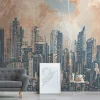 Digitaldruck Skyline Illustration Orange Grau 39333-1