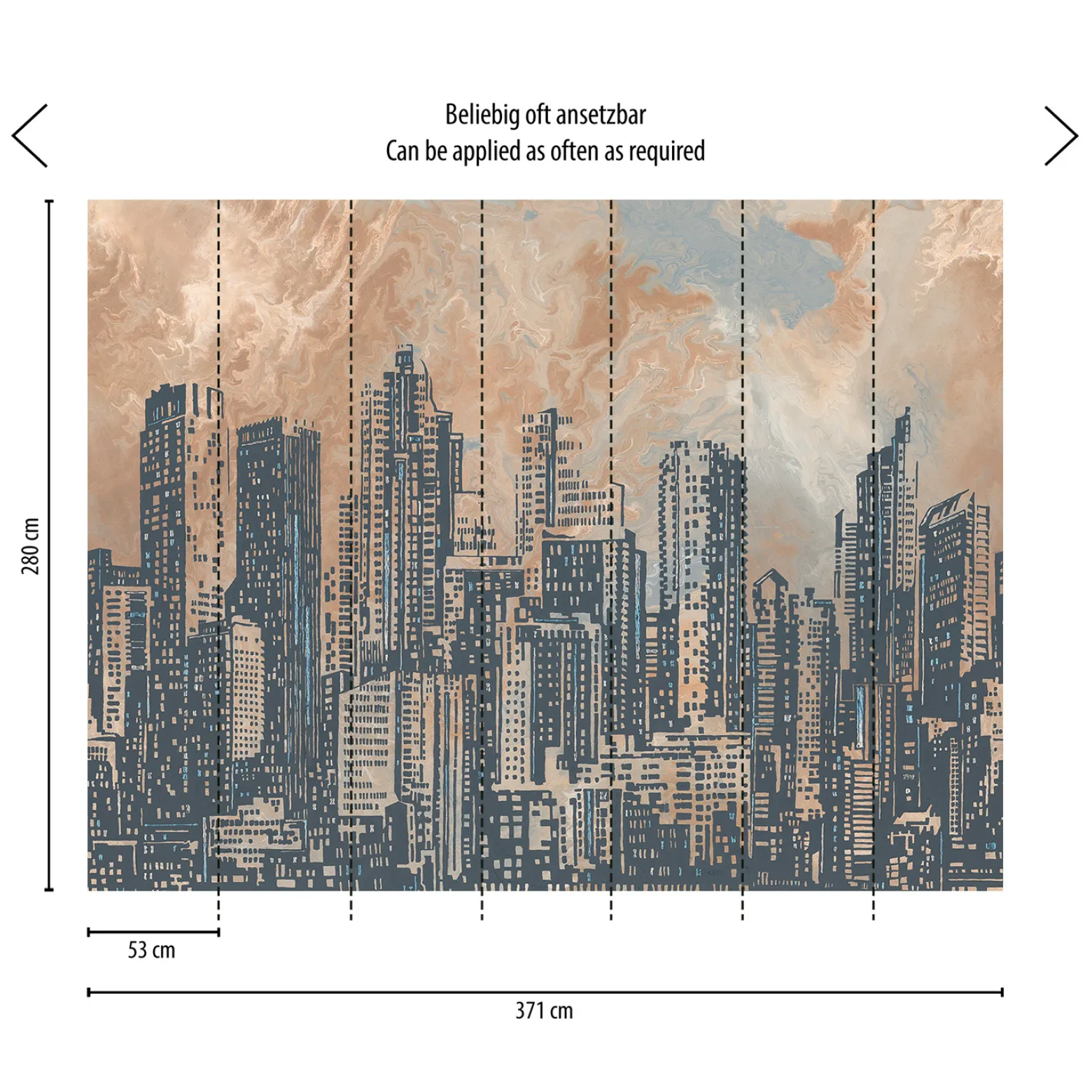 Digitaldruck Skyline Illustration Orange Grau 39333-1