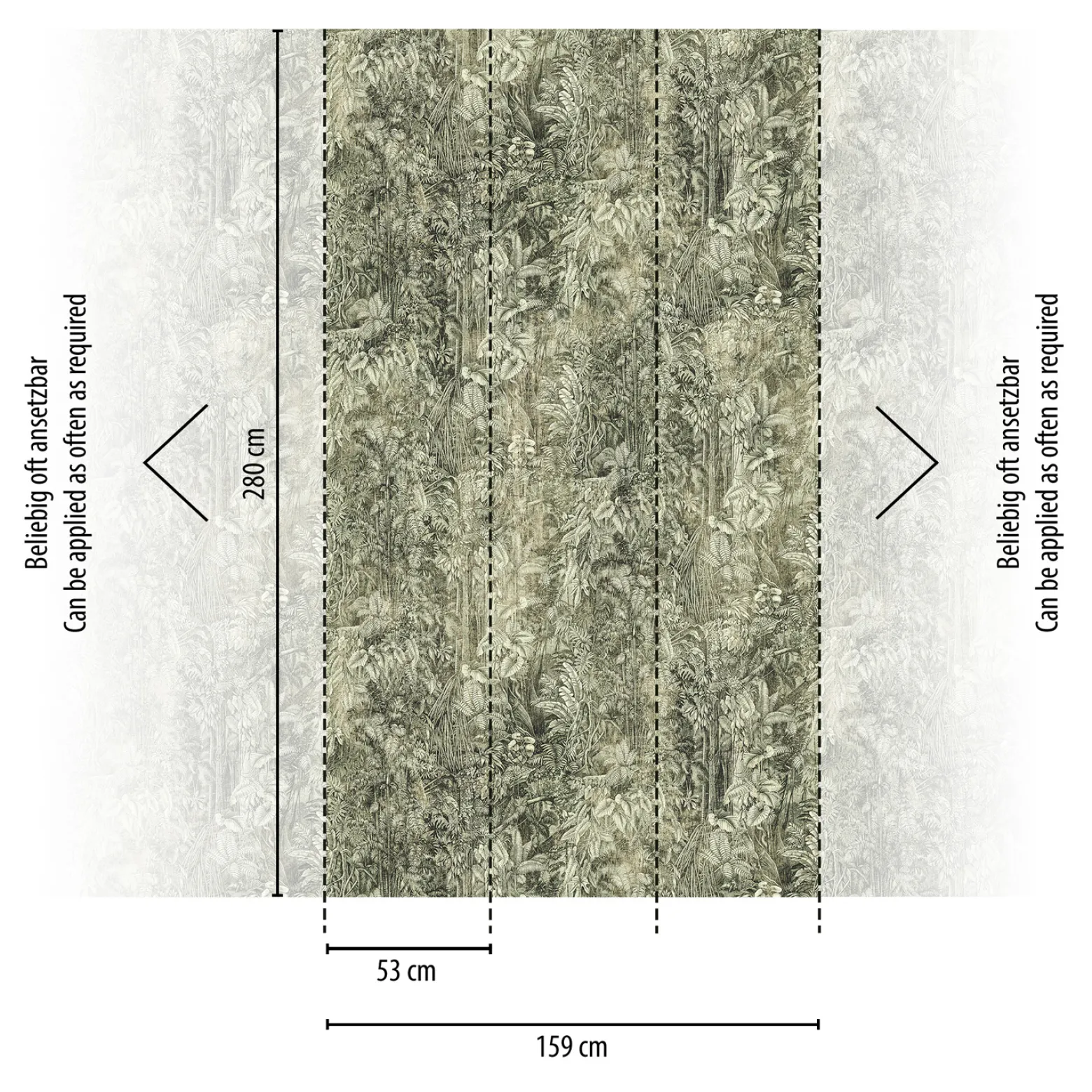 Digitaldruck Vintage Pflanzen Floral Beige Grün 39313-1