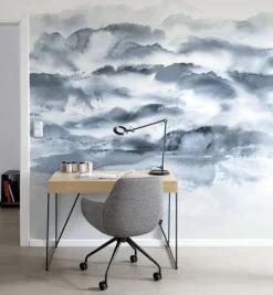 Digitaldruck Vlies Aquarell Wolken Blau Weiß 33123