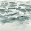 Digitaldruck Vlies Aquarell Wolken Grün Petrol 33124