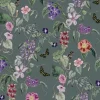 Digitaldruck Vlies Floral Blumen Grün Lila Rosa 33144