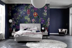 Digitaldruck Vlies Floral Blumen Blau Lila Grün 33113