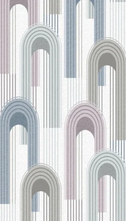 Digitaldruck Vlies Grafik Linien Bögen Grau Blau 33103