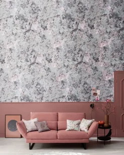 Digitaldruck Vlies Patina Effekt Lila Grau Rosa 33106