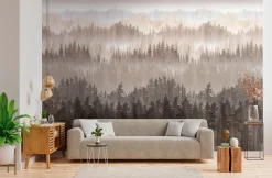 Digitaldruck Wald Bäume Fichte Braun Beige 39181-2