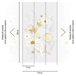 Digitaldruck Wildblumen Blätter Grau Weiß Gelb 39210-1