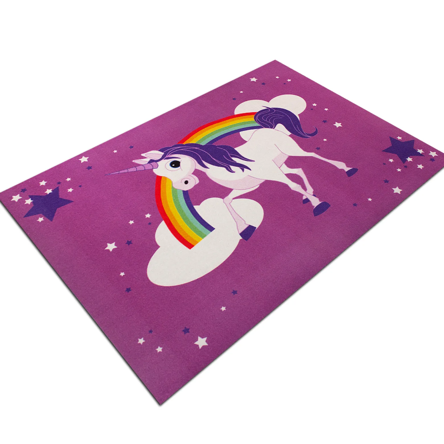 Einhorn Spielteppich Mädchen Lila WASCHBAR 95x133cm