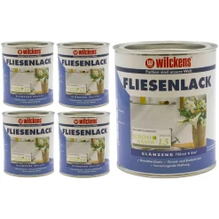 5er Set Wilckens Fliesenlack Cremeweiß Fliesenfarbe