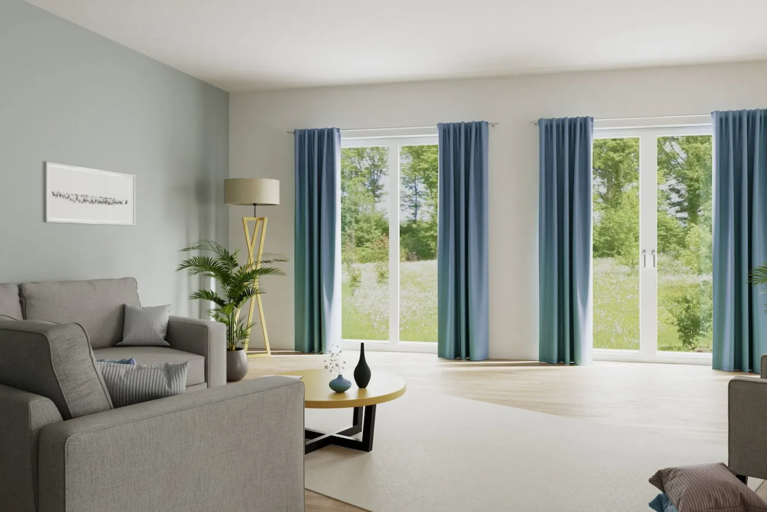 Fertigschal Uni blau verdunkelnd Galdin 245x140
