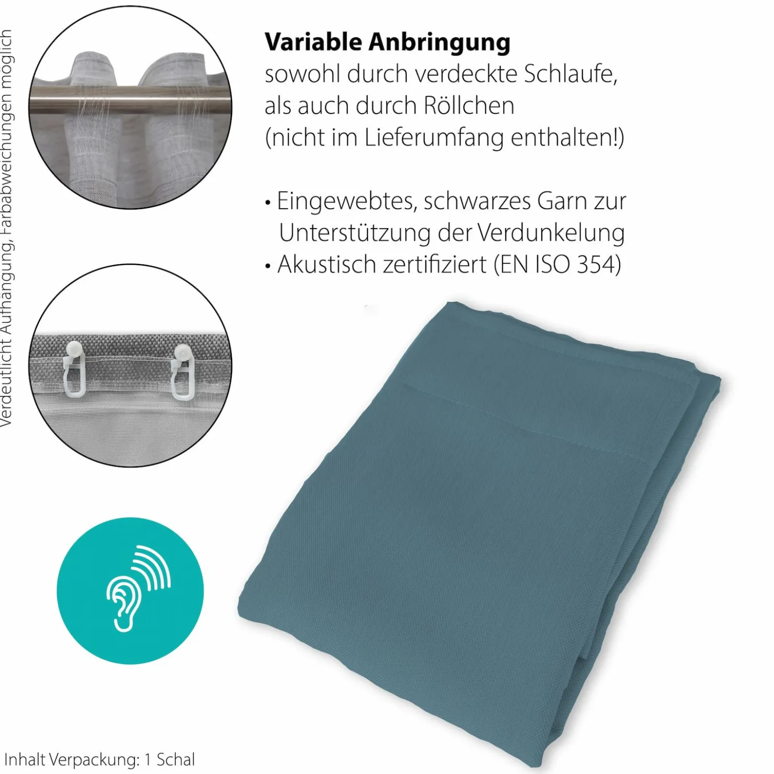 Fertigschal Uni blau verdunkelnd Galdin 245x140