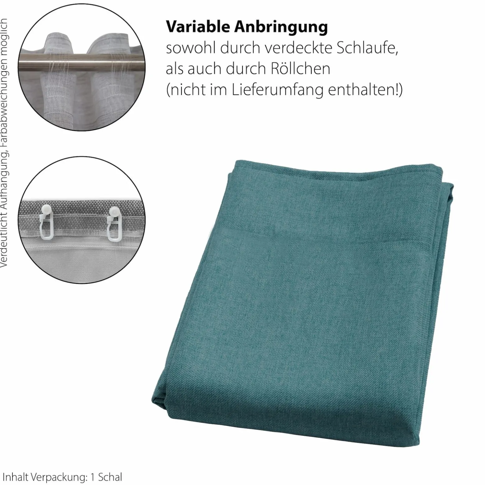 Fertigschal Uni petrol blickdicht Allen 245x140