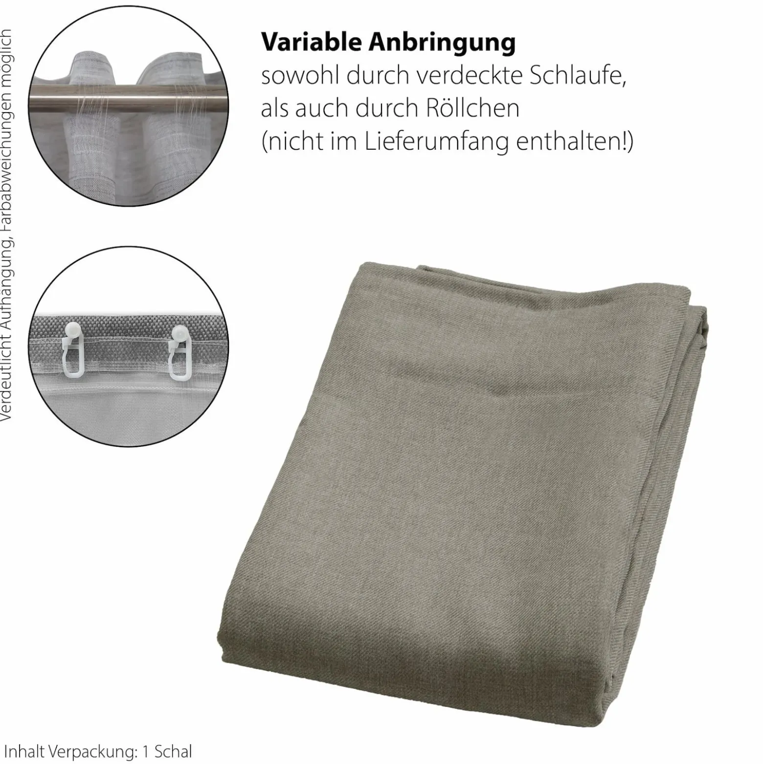 Fertigschal Uni taupe blickdicht Allen 245x140