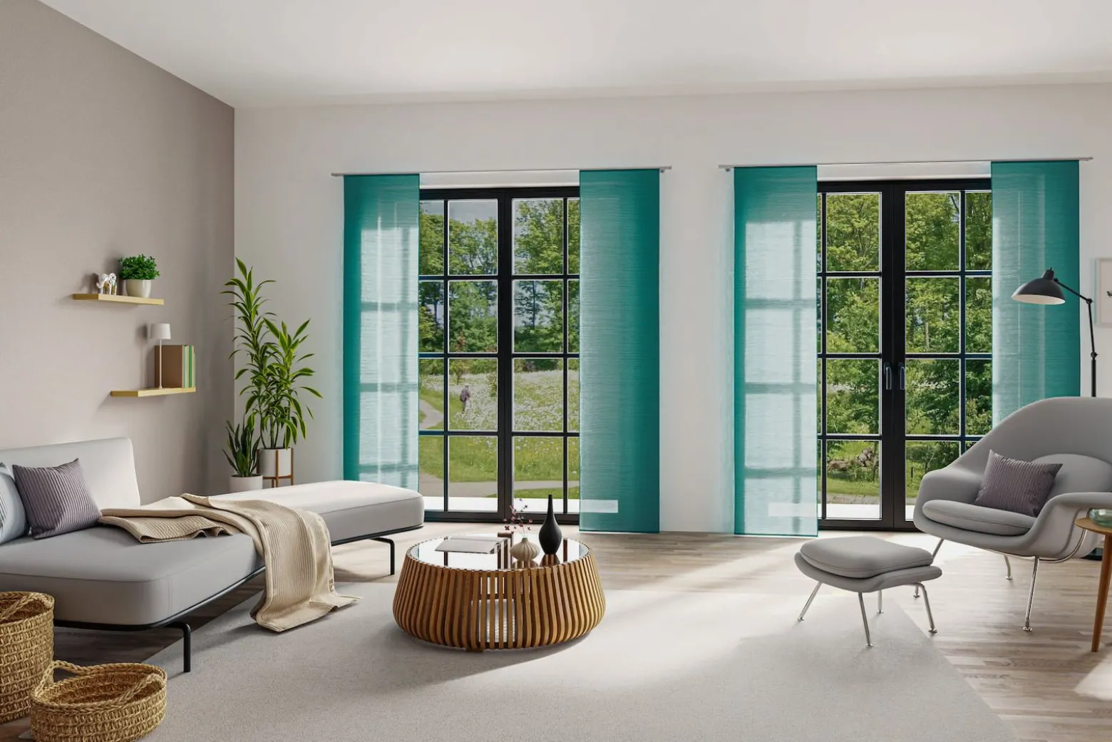 Flächenvorhang türkis halbtransparent 60x245 5840-24